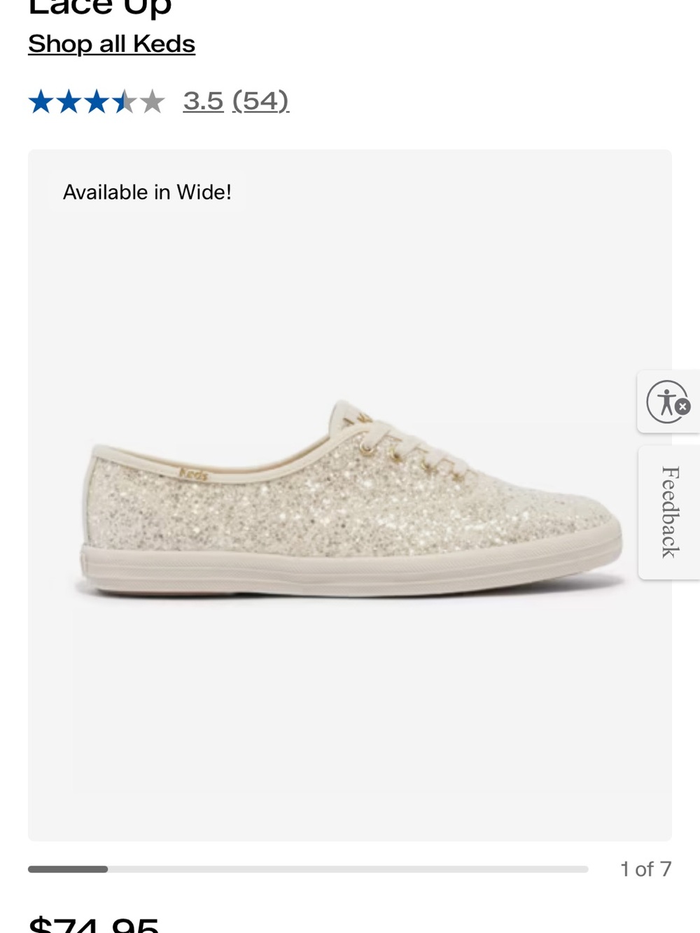 Keds Glitter Lace-Up Sneakers in Champagne Gold